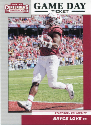 Bryce Love 2019 Contenders Game Day Ticket Rookie Card