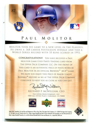 Paul Molitor 2004 Upper Deck Legendary Cuts #87 Fabric Card 1/1