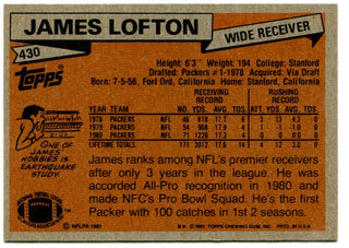 James Lofton 1981 Topps All Pro #430