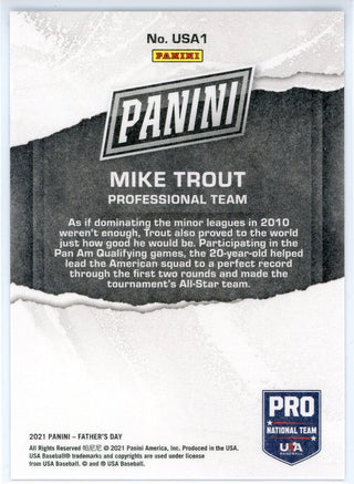Mike Trout 2021 Panini Father's Day Card #USA1