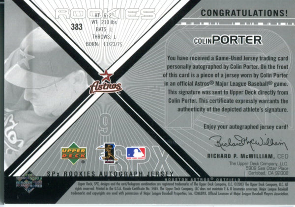 Colin Porter 2003 Rookie Autographed Jersey Card 218/355