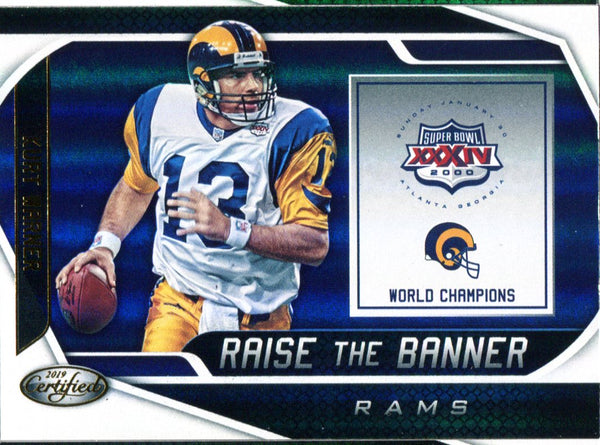 Kurt Warner 2019 Panini Certified Raise the Banner Insert Card