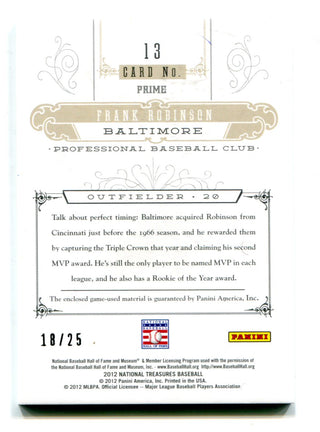 Frank Robinson 2021 Panini National Treasures Greatness Jersey Card #13   /25