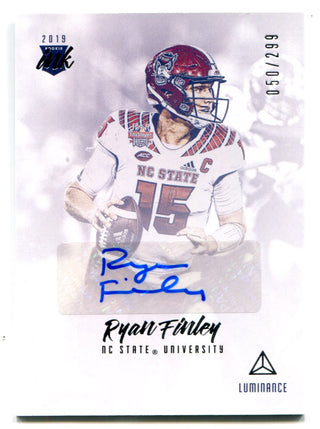 Ryan Finley Autographed 2019 Panini Luminance Rookie Card