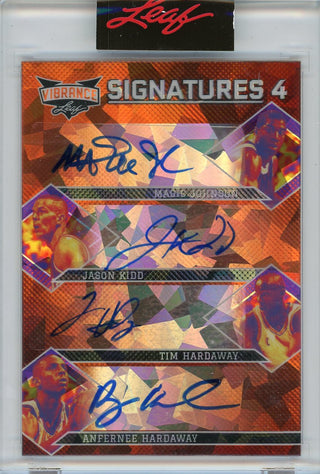 Johnson, Kidd, Hardaway & Hardaway Autographed 2022 Leaf Vibrance Signatures Card #VS4-04