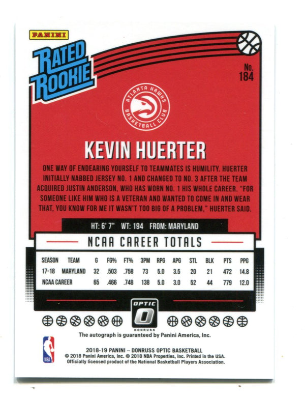 Kevin Huerter 2013 Panini Donruss Optic Rated Rookie #184 AUTO RC