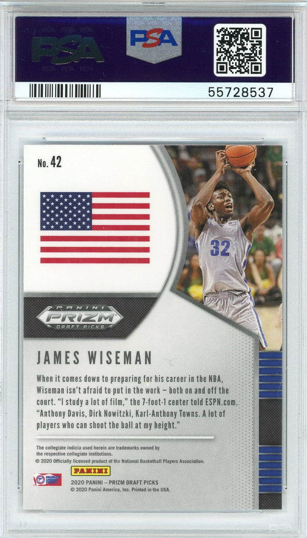 James Wiseman 2020 Panini Prizm Draft Pick Rookie Card #42 (PSA)