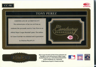 Tony Perez 2004 Throwback Threads Authentic Game Used Bat Card 50/250