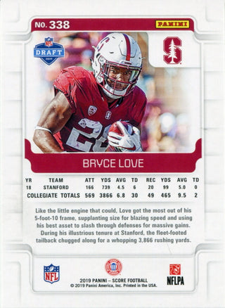 Bryce Love 2019 Score Rookie Card