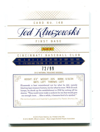 Ted Kluszewski 2012 Panini National Treasures #148 Bat Card /99