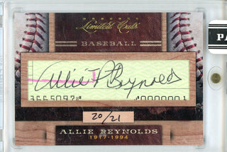 Allie Reynolds Autographed 2011 Donruss Limited Cuts Card #6