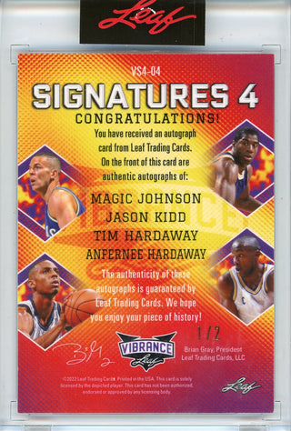 Johnson, Kidd, Hardaway & Hardaway Autographed 2022 Leaf Vibrance Signatures Card #VS4-04
