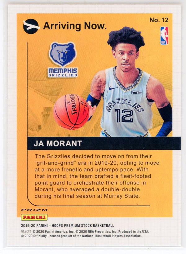 Ja Morant 2019-20 Panini NBA Hoops Premium Stock Arriving Now Card #12