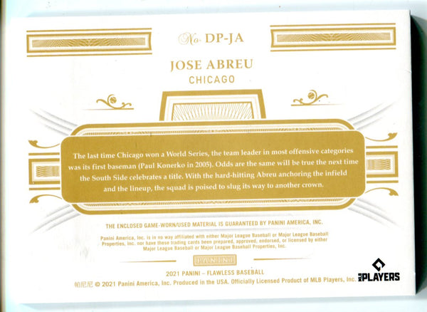 Jose Abreau 2021 Panini Flawless #DPJA Patch Card /20
