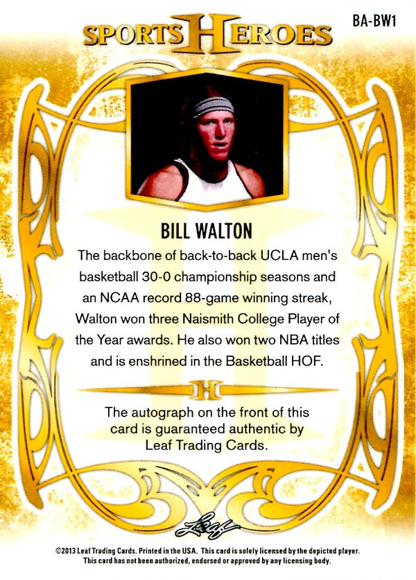 Bill Walton 2013 Leaf Sports Heroes Autographed Card