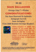 Sean Gallagher 2006 Bowman Heritage Autographed Card