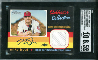 Mike Trout Autographed 2020 Topps Heritage Clubhouse Collection Jersey Card (SGC)