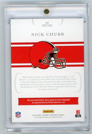 Nick Chubb 2018 Panini National Treasures Patch Card #RSTNC Auto Card /25
