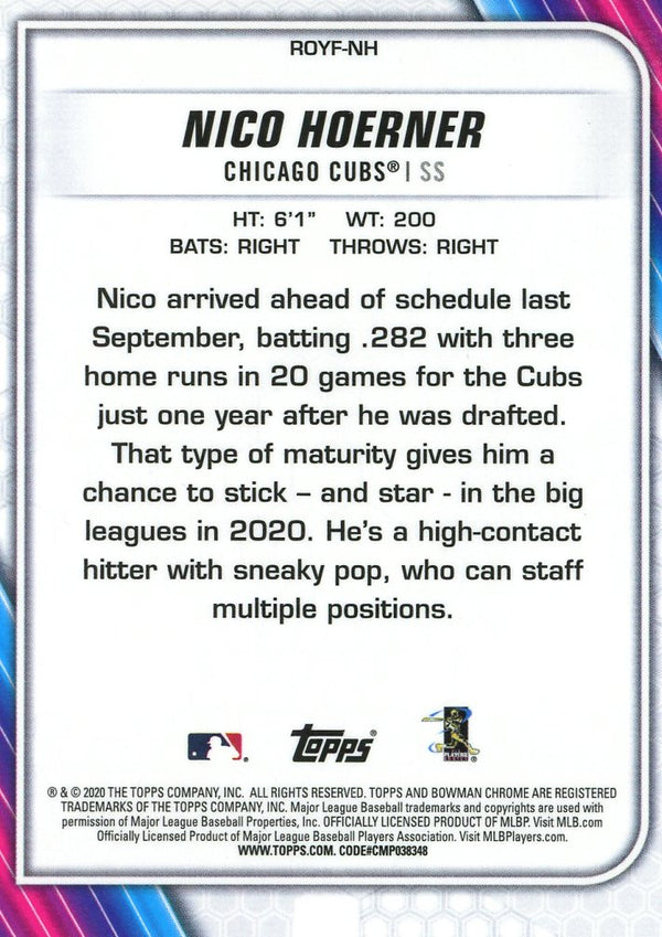 Nico Hoerner 2020 Bowman Chrome Rookie Card