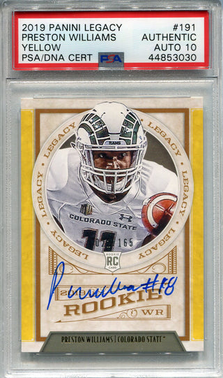 Preston Williams Autographed 2019 Panini Legacy Yellow Rookie Card (PSA)