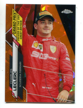 Charles Leclerc 2020 Topps Chrome Orange Cracked Ice #163 /25