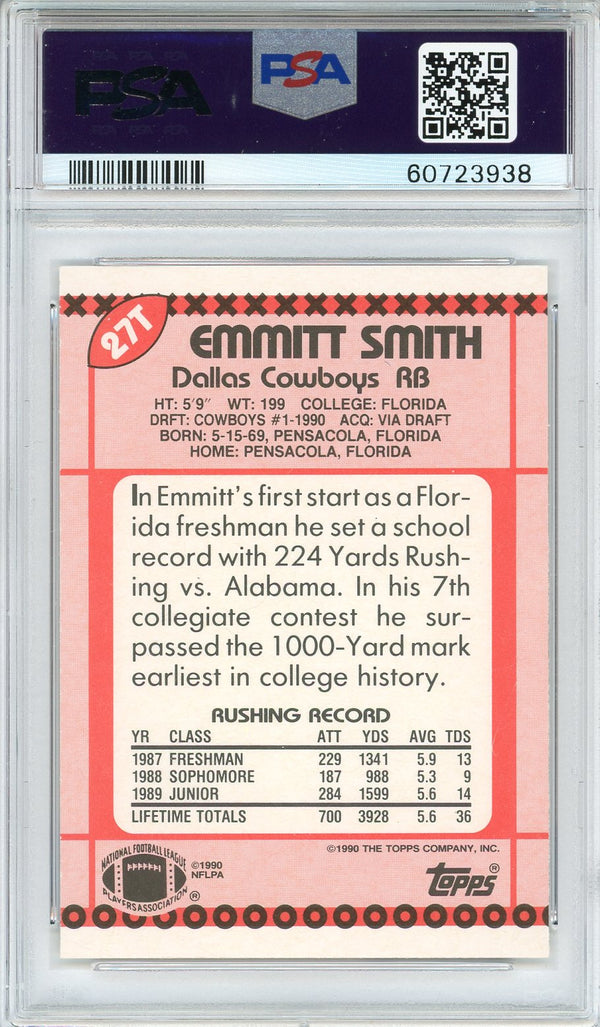 Emmitt Smith 1990 Topps Traded Card #27T (PSA NM-MT 8)