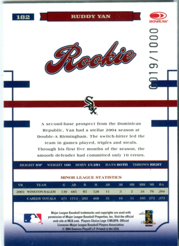 Ruddy Yan 2004 World Series Autographed Rookie Card 19/1000
