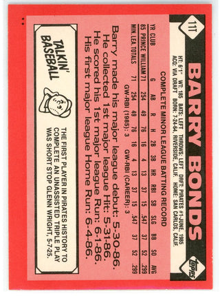 Barry Bonds 1986 Topps Rookie Card #111