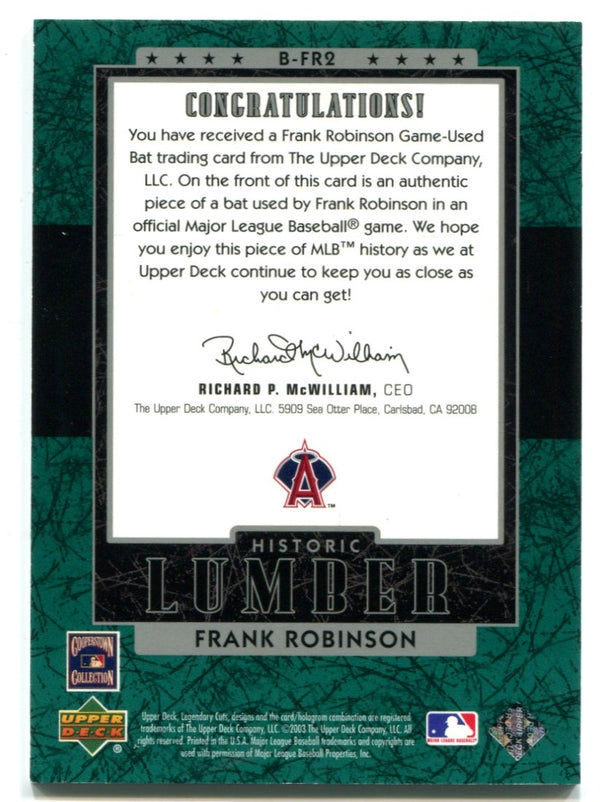 Frank Robinson 2003 Upper Deck SP Legendary Cuts Historic Lumber Bat Card  /125