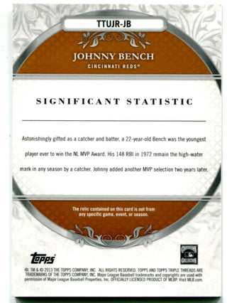 Johnny Bench 2013 Topps Triple Threads Bat Card #TTUJRJB 23/27
