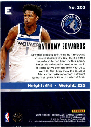 Anthony Edwards Panini Chronicles Essentials Rookie Card