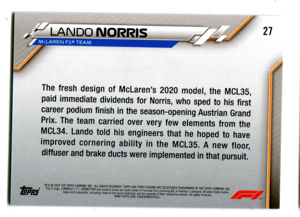 Lando Norris 2020 Topps Chrome Blue Cracked Ice #27