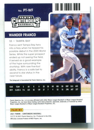 Wander Franco Autographed 2021 Panini Contenders Rookie Card #PTWF /99