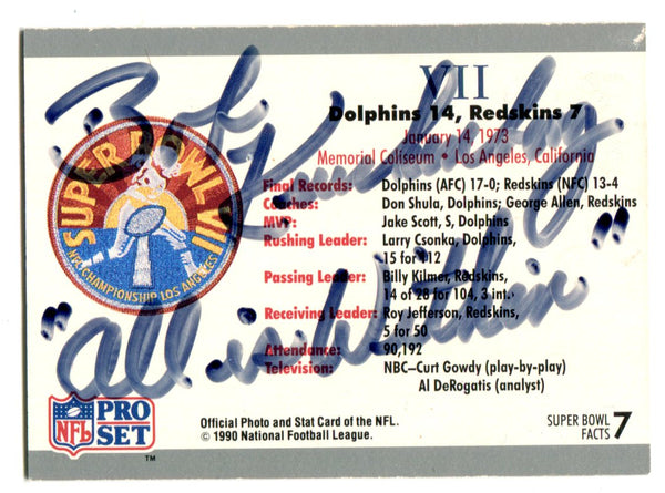 Bob Kuechenberg Autographed 1990 Pro Set Card
