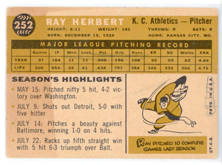 Ray Herbert 1960 Topps Card #252