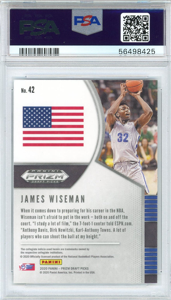 James Wiseman 2020 Panini Prizm Draft Pick Rookie Card #42 (PSA)