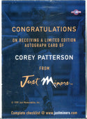 Corey Patterson 1999 Just Minors Autographed Card