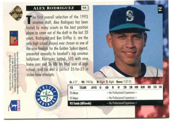 Alex Rodriguez Upper Deck Star Rookies 1994