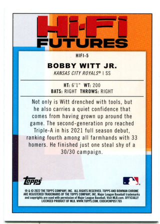 Bobby Witt Jr Bowman Chrome Hi Fi Futures 2022 Rookie Card