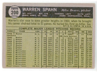 Warren Spahn 1961 Topps Card #200