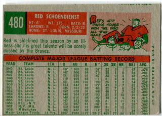 Red Schoendienst 1959 Topps Card #480