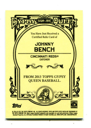 Johnny Bench 2013 Topps Gypsy Queen #GQRJBE Bat Card
