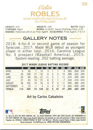 Victor Robles 2018 Topps Gallery Rookie Card Back
