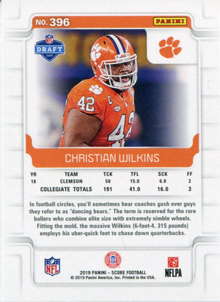 Christian Wilkins 2019 Score Rookie Card