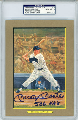 Mickey Mantle "536 HR's" Autographed Perez Steele Great Moments Card (PSA)