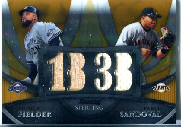 Prince Fielder and Pablo Sandoval 2010 Bowman Sterling Dual Relic Card 10/50