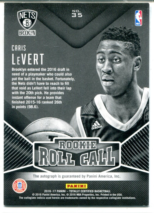 Caris LeVert Autographed 2016-17 Panini Totally Certified Rookie Roll Call Card #35
