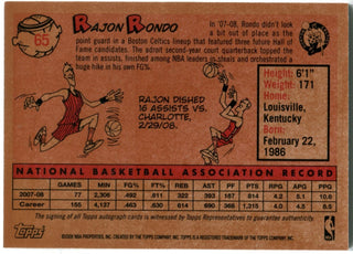 Rajon Rondo Autographed 2008-09 Topps Rookie Card #65