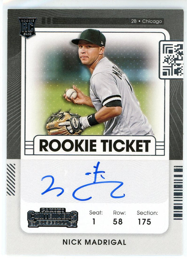 Nick Madrigal Autographed 2021 Panini Contenders Rookie Ticket Card #112