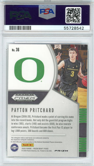 Payton Pritchard 2020 Panini Prizm Draft Pick Cracked Red Ice Rookie Card #36 (PSA)